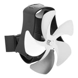 5 Blade Wall Hanging Fireplace Fan Aluminum Alloy Magnetic Silent Heat Powered Hanging Stove Fans for Gas Stoves Silver