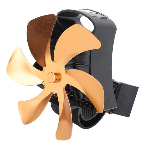 6 Blade Magnet Wall Mount Heat Powered Stove Fan Pipe Fireplace Fan Magnetic Installation for Wood Log Burners Gold In Australia - Darrahopens