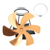 6 Blade Magnet Wall Mount Heat Powered Stove Fan Pipe Fireplace Fan Magnetic Installation for Wood Log Burners Gold