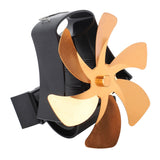 6 Blade Magnet Wall Mount Heat Powered Stove Fan Pipe Fireplace Fan Magnetic Installation for Wood Log Burners Gold