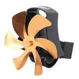 6 Blade Magnet Wall Mount Heat Powered Stove Fan Pipe Fireplace Fan Magnetic Installation for Wood Log Burners Gold