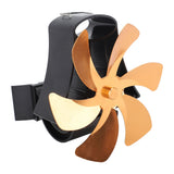 6 Blade Magnet Wall Mount Heat Powered Stove Fan Pipe Fireplace Fan Magnetic Installation for Wood Log Burners Gold