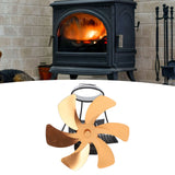 6 Blade Magnet Wall Mount Heat Powered Stove Fan Pipe Fireplace Fan Magnetic Installation for Wood Log Burners Gold