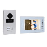 Wired Video Doorbell System 7 Inch Color HD Screen Visual Intercom Doorbell Swipe Card Intelligent Electronic Doorbell 100‑240V US Plug