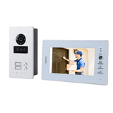 Wired Video Doorbell System 7 Inch Color HD Screen Visual Intercom Doorbell Swipe Card Intelligent Electronic Doorbell 100‑240V US Plug