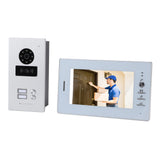Wired Video Doorbell System 7 Inch Color HD Screen Visual Intercom Doorbell Swipe Card Intelligent Electronic Doorbell 100‑240V US Plug