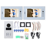 Wired Video Doorbell System 7 Inch Color HD Screen Visual Intercom Doorbell Swipe Card Intelligent Electronic Doorbell 100‑240V EU Plug