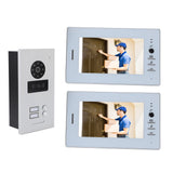 Wired Video Doorbell System 7 Inch Color HD Screen Visual Intercom Doorbell Swipe Card Intelligent Electronic Doorbell 100‑240V EU Plug