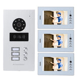 Video Doorbell System 1080P Night Vision Card Swiping 7 Inch Color Screen Wired Intercom Video Display Doorbell with 3 Indoor Unit 100‑240V US Plug In Australia - Darrahopens