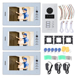 Video Doorbell System 1080P Night Vision Card Swiping 7 Inch Color Screen Wired Intercom Video Display Doorbell with 3 Indoor Unit 100‑240V US Plug In Australia - Darrahopens