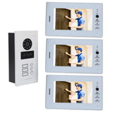 Video Doorbell System 1080P Night Vision Card Swiping 7 Inch Color Screen Wired Intercom Video Display Doorbell with 3 Indoor Unit 100‑240V US Plug In Australia - Darrahopens