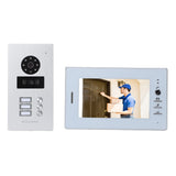 Video Doorbell System 1080P Night Vision Card Swiping 7 Inch Color Screen Wired Intercom Video Display Doorbell with 3 Indoor Unit 100‑240V US Plug In Australia - Darrahopens