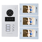 Video Doorbell System 1080P Night Vision Card Swiping 7 Inch Color Screen Wired Intercom Video Display Doorbell with 3 Indoor Unit 100‑240V EU Plug In Australia - Darrahopens