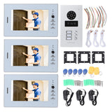 Video Doorbell System 1080P Night Vision Card Swiping 7 Inch Color Screen Wired Intercom Video Display Doorbell with 3 Indoor Unit 100‑240V EU Plug In Australia - Darrahopens