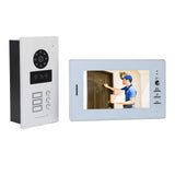 Video Doorbell System 1080P Night Vision Card Swiping 7 Inch Color Screen Wired Intercom Video Display Doorbell with 3 Indoor Unit 100‑240V EU Plug