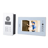 Video Doorbell System 1080P Night Vision Card Swiping 7 Inch Color Screen Wired Intercom Video Display Doorbell with 3 Indoor Unit 100‑240V EU Plug