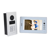 Video Doorbell System 1080P Night Vision Card Swiping 7 Inch Color Screen Wired Intercom Video Display Doorbell with 3 Indoor Unit 100‑240V EU Plug