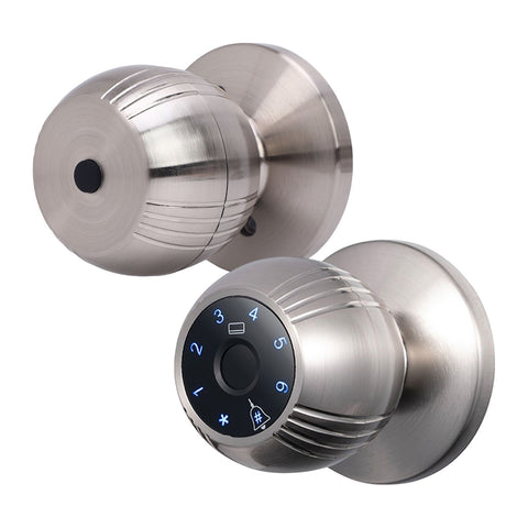 Smart Lock Keyless Entry Door Lock Fingerprint Door Knob TY App Remote Access BT 5-in-1 Fingerprint/Password/Card/Key/App Door Lock for 40-60mm Office Home Bedroom Door Silver In Australia - Darrahopens