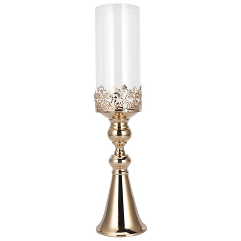 Candle Holder Ornament European Style Wrought Iron Glass Candlestick Wedding Decoration GoldL In Australia - Darrahopens
