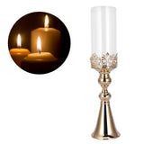 Candle Holder Ornament European Style Wrought Iron Glass Candlestick Wedding Decoration GoldL