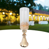 Candle Holder Ornament European Style Wrought Iron Glass Candlestick Wedding Decoration GoldL