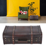 Portable Antique Suitcase Wooden Case Photography Props Craft Decoration Box Ornament