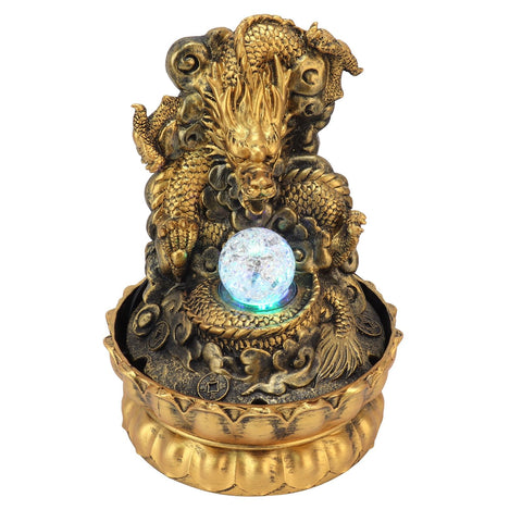 Resin Dragon Statue LED Desktop Water Fountain Home Office Desktop Decor Crafts GiftsEU Plug 220V In Australia - Darrahopens