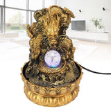 Resin Dragon Statue LED Desktop Water Fountain Home Office Desktop Decor Crafts GiftsEU Plug 220V