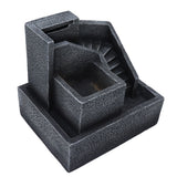 Resin Geometric Model LED Desktop Water Fountain Green Plants Planter Home Office Desktop DecorEU Plug 220V
