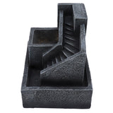 Resin Geometric Model LED Desktop Water Fountain Green Plants Planter Home Office Desktop DecorEU Plug 220V