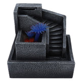 Resin Geometric Model LED Desktop Water Fountain Green Plants Planter Home Office Desktop DecorEU Plug 220V
