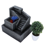 Resin Geometric Model LED Desktop Water Fountain Green Plants Planter Home Office Desktop DecorEU Plug 220V