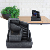Resin Geometric Model LED Desktop Water Fountain Green Plants Planter Home Office Desktop DecorEU Plug 220V