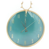 Wall Clock Modern Non Ticking Silent Wall Clock with Deer Head Decor for Bedroom Kitchen Classroom Living Room