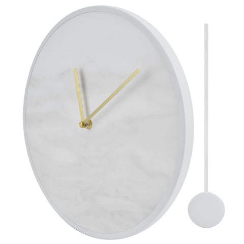 Modern Slate Wall Clock with Metal Frame Marble Pattern Swing Wall Clock for Home Bedroom