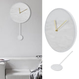 Modern Slate Wall Clock with Metal Frame Marble Pattern Swing Wall Clock for Home Bedroom