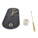 Modern Style Wall Clock Innovative Marble Grain Clock with Pendulum for Home Living RoomBlack