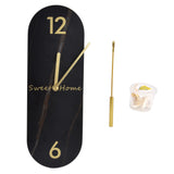 Modern Style Wall Clock Innovative Marble Grain Clock with Pendulum for Home Living RoomBlack