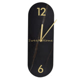 Modern Style Wall Clock Innovative Marble Grain Clock with Pendulum for Home Living RoomBlack