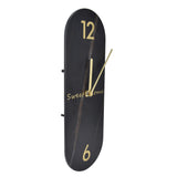 Modern Style Wall Clock Innovative Marble Grain Clock with Pendulum for Home Living RoomBlack