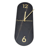 Modern Style Wall Clock Innovative Marble Grain Clock with Pendulum for Home Living RoomBlack