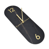 Modern Style Wall Clock Innovative Marble Grain Clock with Pendulum for Home Living RoomBlack