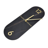 Modern Style Wall Clock Innovative Marble Grain Clock with Pendulum for Home Living RoomBlack
