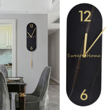 Modern Style Wall Clock Innovative Marble Grain Clock with Pendulum for Home Living RoomBlack