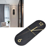 Modern Style Wall Clock Innovative Marble Grain Clock with Pendulum for Home Living RoomBlack