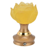 2Set LED Lotus Buddhist Light with Alloy Base Colorful Buddha Lamp Ornament Prayer Faith SuppliesUS Plug 100‑240V