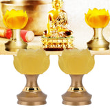 2Set LED Lotus Buddhist Light with Alloy Base Colorful Buddha Lamp Ornament Prayer Faith SuppliesUS Plug 100‑240V