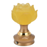 2Set LED Lotus Buddhist Light with Alloy Base Colorful Buddha Lamp Ornament Prayer Faith SuppliesEU Plug 100‑240V
