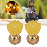 2Set LED Lotus Buddhist Light with Alloy Base Colorful Buddha Lamp Ornament Prayer Faith SuppliesEU Plug 100‑240V