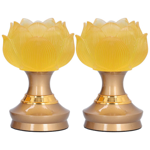 2Set LED Lotus Buddha Lamp Imitated Colored Glaze Prayer Light Home Meditation Buddhist SuppliesUS Plug 100‑240V In Australia - Darrahopens